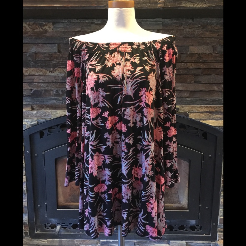 Express Floral Off-Shoulder Mini Dress